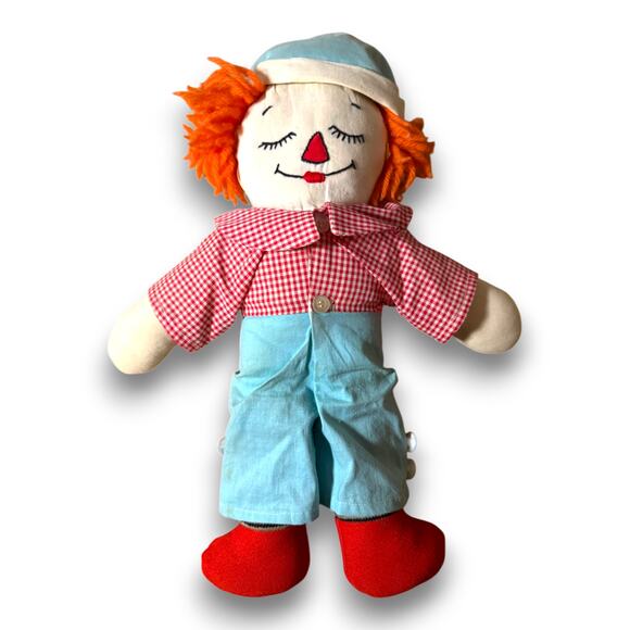 Vintage Reversible Raggedy Andy Awake Asleep Rag Doll 16 Inch Handmade Style - Picture 5 of 6
